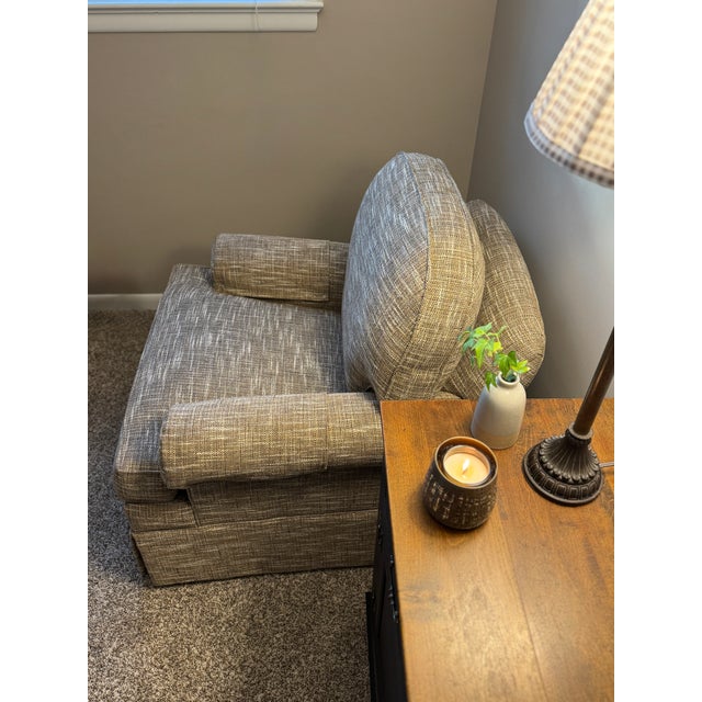 Textile Like-New Ethan Allen Swivel Rocking Chair, Neutral Colors For Sale - Image 7 of 7