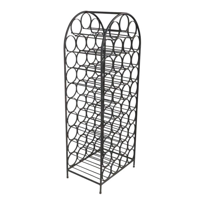 Metal Mid Century Wrought Iron Wine Rack For Sale - Image 7 of 9
