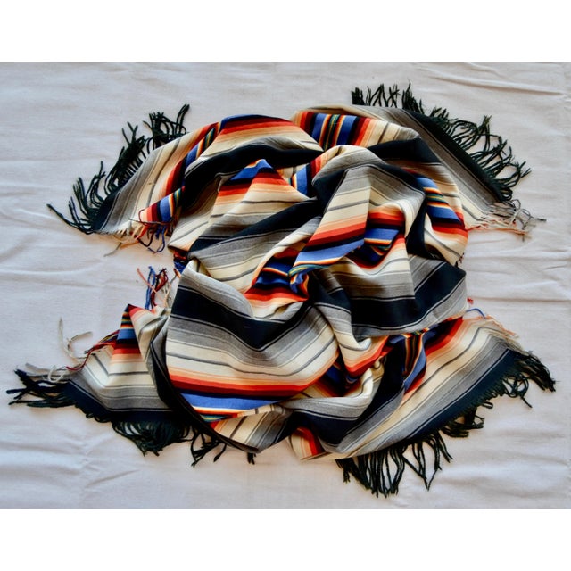 Textile 1910 Antique Black Striped Wool Throw Blanket - For Sale - Image 7 of 13