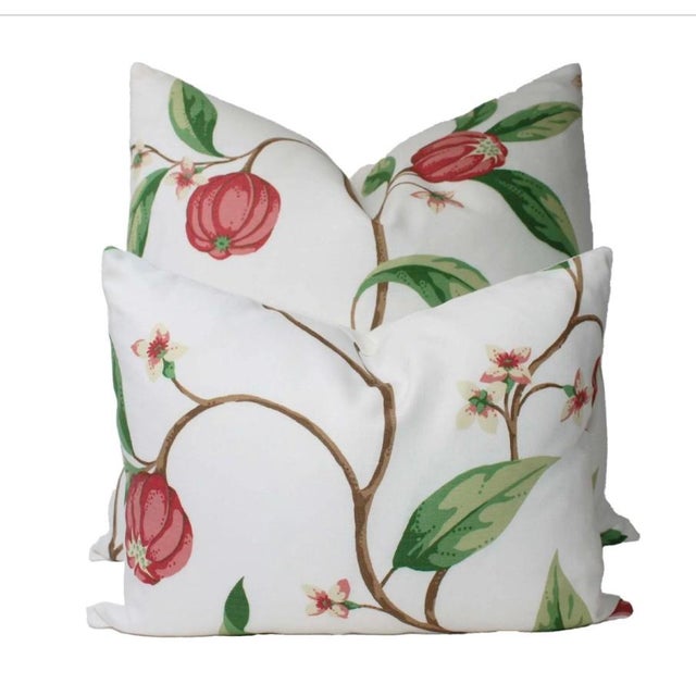 Thibaut Thibaut Mangosteen Creamy Coral Pillow Cover Floral Linen For Sale - Image 4 of 5