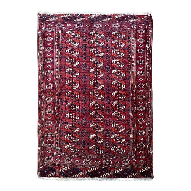 Vintage Afghan Turkmen Bokhara Wool Rug 5’3” X 7’11” For Sale