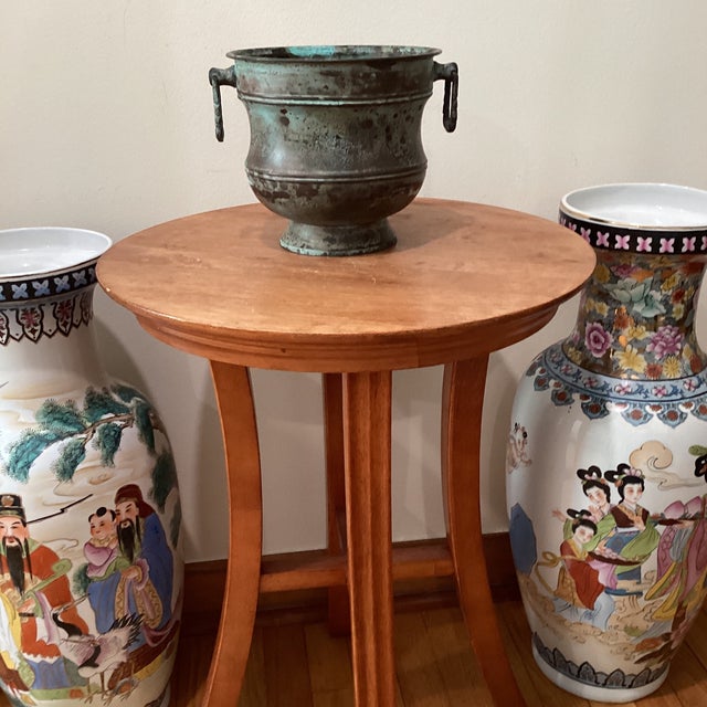 Vintage Rustic Brass Jardiniere Pot/ Planter in Verdigris Patina For Sale - Image 11 of 12