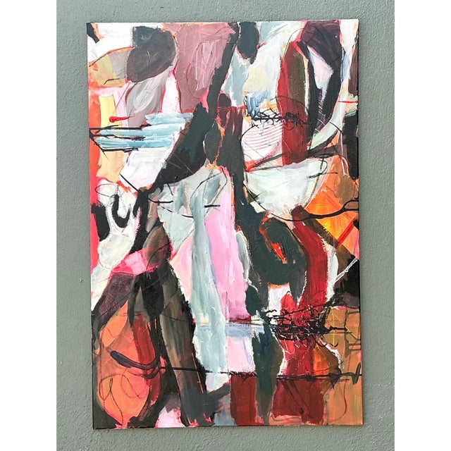 Vintage Abstract Expressionist Oil Painting on Canvas For Sale - Image 9 of 12