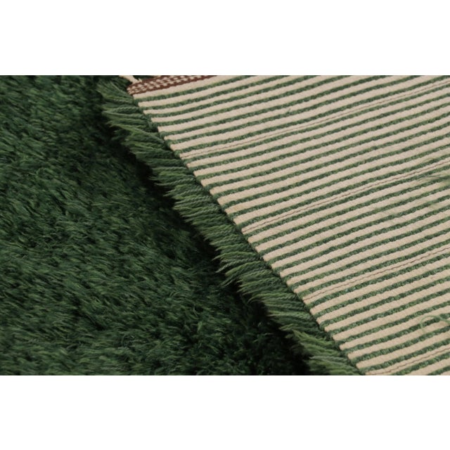 Green Vintage Swedish Rya Rug, Green Scandinavian Solid High Pile - Rug & Kilim For Sale - Image 8 of 8