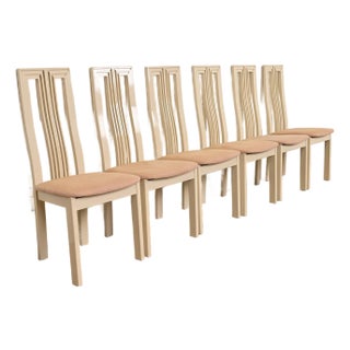 Italian Modern Cream Lacquered High Back Dining Chairs, Set of Six For Sale