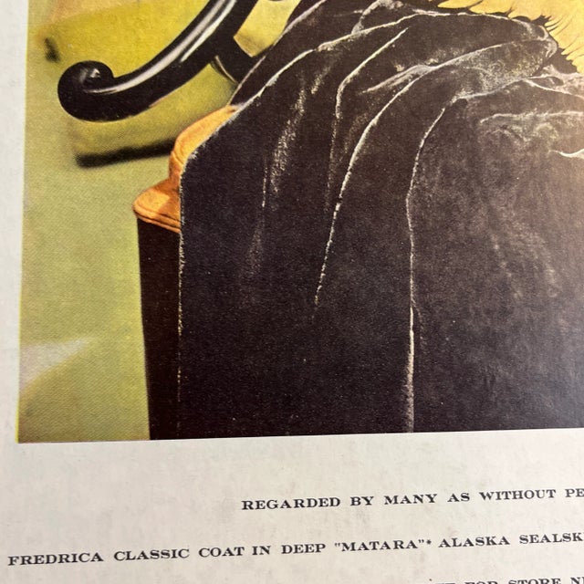 Mid-Century Modern 1950s Fredrica Furs Matted Ad For Sale - Image 3 of 5
