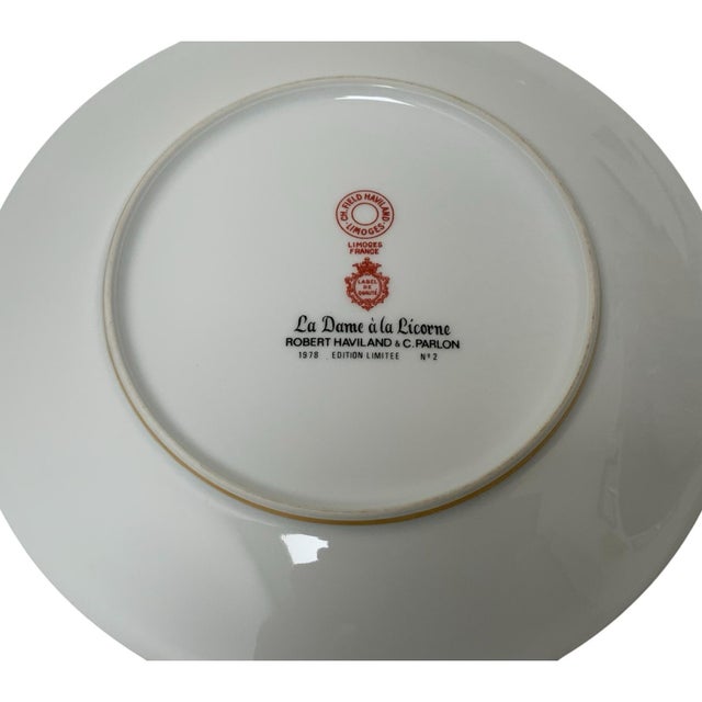 Vintage Haviland Limoges La Dame a La Licorne Plates Sight & Smell 1978 & 1980 in Boxes For Sale - Image 10 of 11