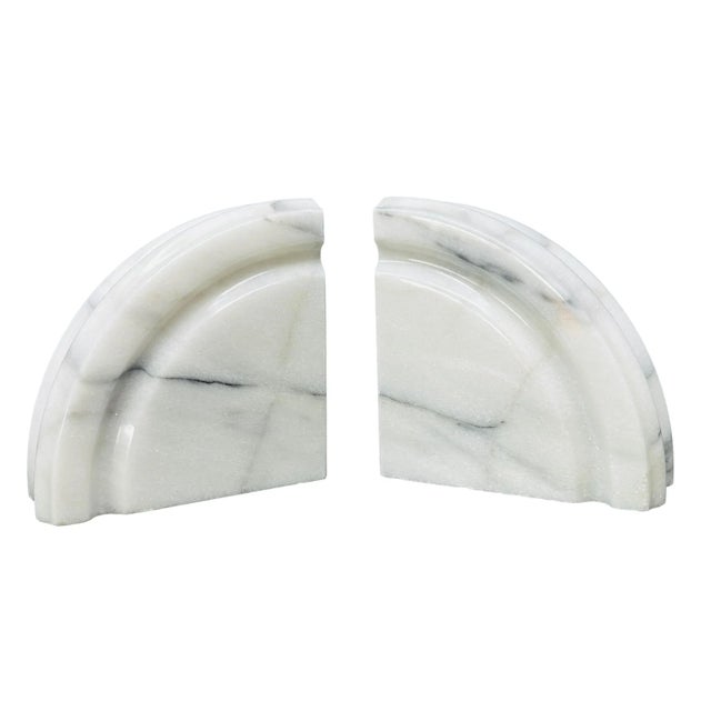 Vintage Art Deco Arched Solid Gray Marble Bookends a Pair For Sale - Image 12 of 13