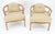 Pair of New Gold Linen Upholstery Barrel Back Wrap Around Lounge Arm Chairs MINT For Sale - Image 9 of 14