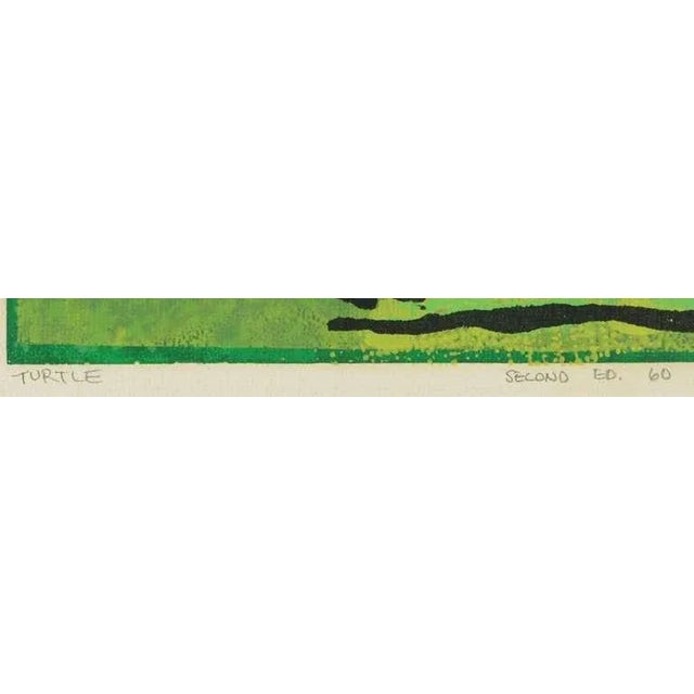 1950s Colorful Turtle Block Print in Green, Red, Black & White For Sale - Image 5 of 6