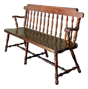 Vintage Ethan Allen Pine Spindle Back Deacons Bench
