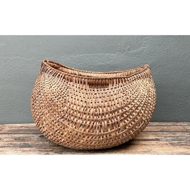 Greige Vintage Woven Rattan Shaker Basket For Sale - Image 8 of 14