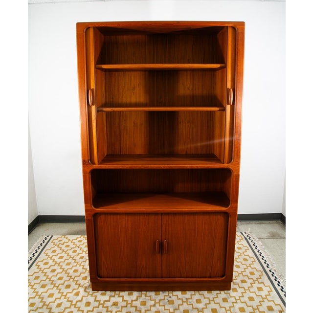 1960s 1960s Mid Century Danish Cabinet Dyrlund Teak Wide Storage Tambour Doors Shelving MCM For Sale - Image 5 of 12