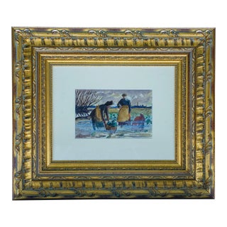1910s Ludovic-Rodo Pissarro - Cabbage. Pickers, Watercolor & Ink For Sale