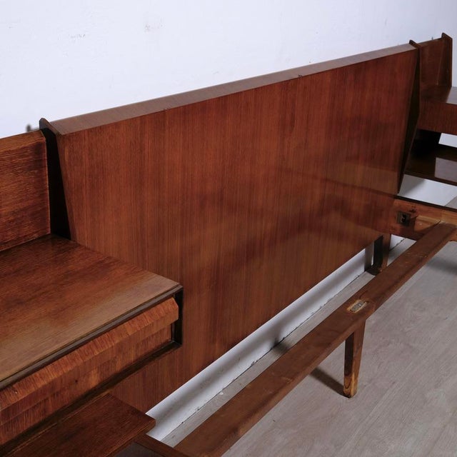 Mid-Century Double Bed with Suspended Wooden Bedside Tables, 1950s For Sale - Image 13 of 18