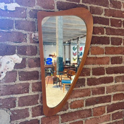 Irregularly Shaped Teak Mirror, Denmark, 1960 For Sale - Image 5 of 5