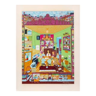 Family Supper, Ralph Fasanella Screen Print For Sale