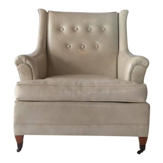 Vintage Tufted Club Chair with Casters | Chairish
