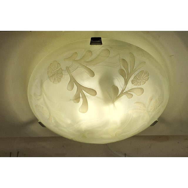 Vintage Ceiling Lamp with White Frosted Glass Shade and Floral Decor by Honsel, 2000s For Sale - Image 3 of 8