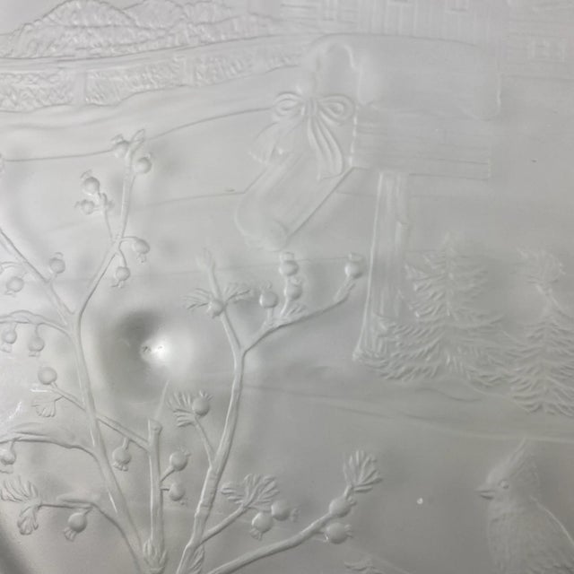 1970s American Glass Winter Scene Embossed Glass Serving Platter For Sale In Las Vegas - Image 6 of 8
