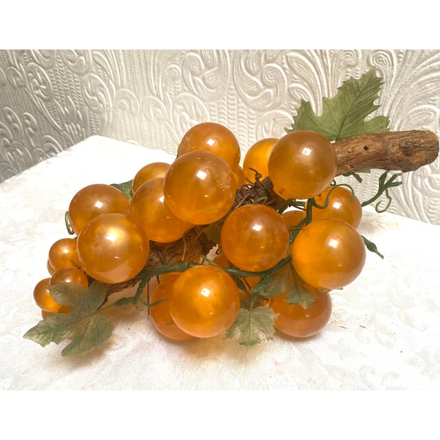 Mid-Century Modern Vintage Mid-Century Gold Italian Large Lucite Grape Cluster For Sale - Image 3 of 6