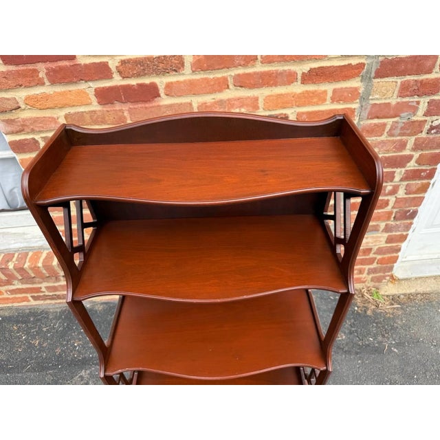 Vintage Chippendale Carved Mahogany Fretwork Open Bookcase / Bookshelf For Sale - Image 13 of 14
