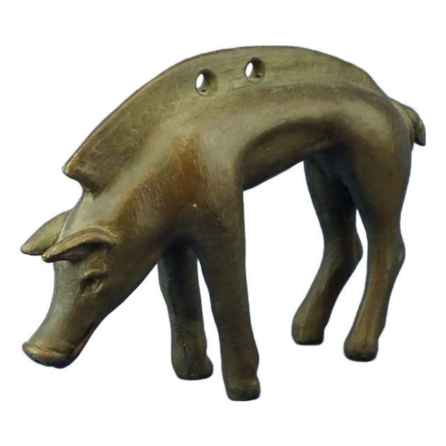 Futurist Ceramic Sculpture Depicting a Baby Wild Boar by Bottega Riccardo Gatti Faenza, Italy, 20th Century For Sale