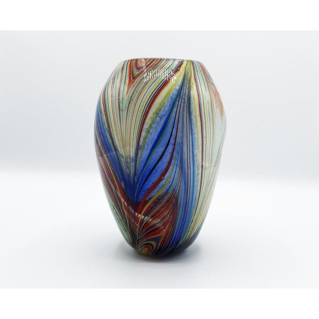 Murano Multicolor Striped Cased Glass Vase, 1960s For Sale - Image 13 of 18
