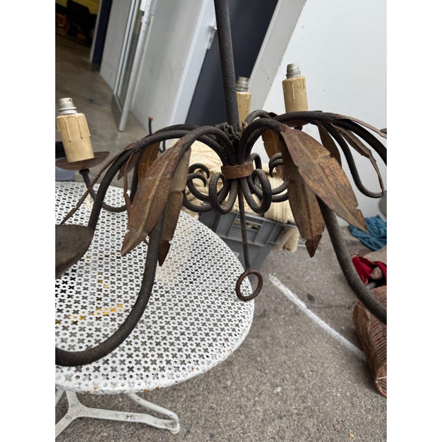 French Early 20th Century French Iron Chandelier For Sale - Image 3 of 4