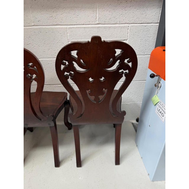 Antique Mahogany Hall Chairs, 1890s, Set of 2 For Sale - Image 4 of 13