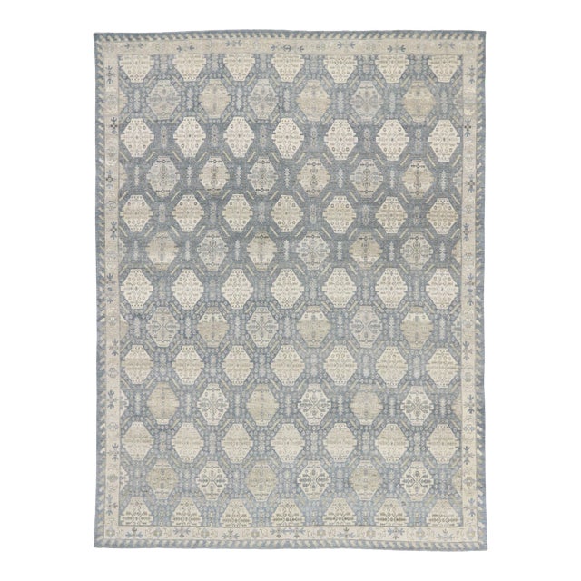Vintage Soft Blue Distressed Rug, 09'10 X 13'01 For Sale