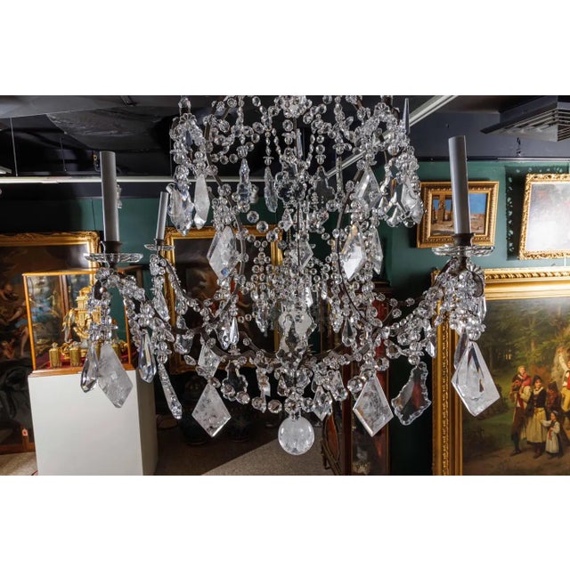 Early 20th Century Early 20th Century Pair of French Rock Crystal and Glass Chandeliers For Sale - Image 5 of 12