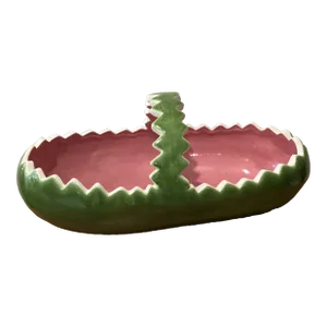Mid 20th Century Ceramic Glazed Watermelon Basket Artist Signed