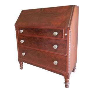 Signed Pennsylvania 1836 Cherry Slant Front Desk For Sale