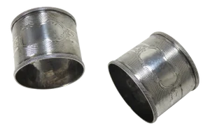 1850s American Victorian Coin Silver Wedding Napkin Rings - a Pair