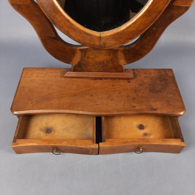 Antique Tilting Wooden Table Mirror with Drawers, 1930s For Sale - Image 9 of 13