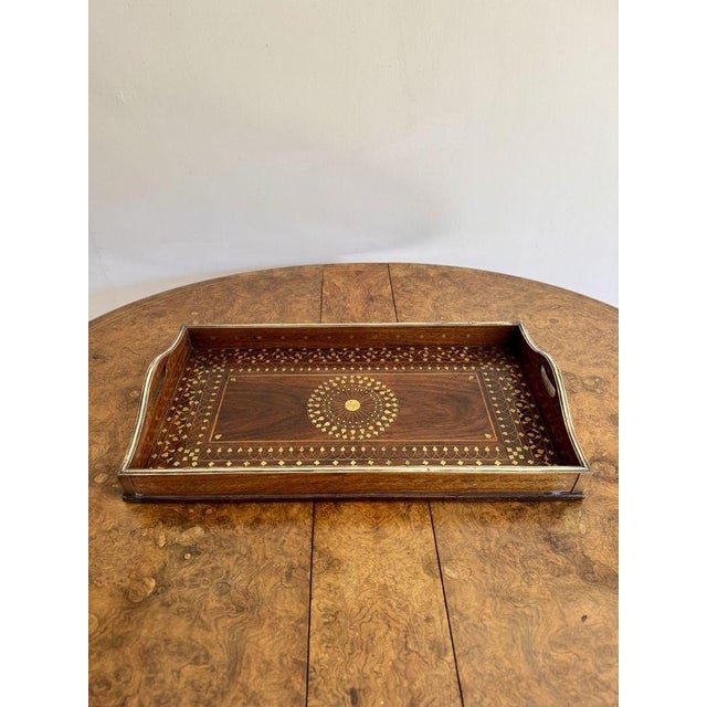 Vintage Brass Inlaid Tray, 1920 For Sale - Image 6 of 7