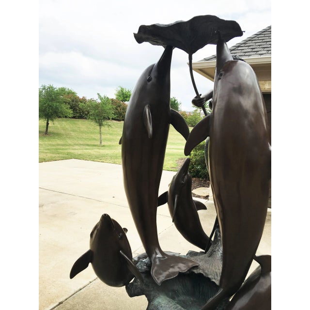 Outdoor/Indoor Lifesize Bronze Fountain With Mermaid and Dolphins For Sale In Dallas - Image 6 of 12