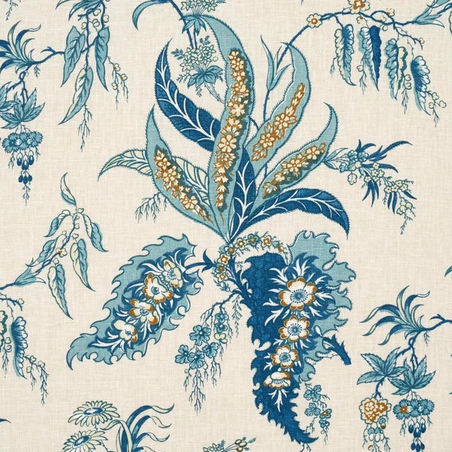 Contemporary Schumacher Apolline Botanical Fabric In Siel & Marine For Sale - Image 3 of 5