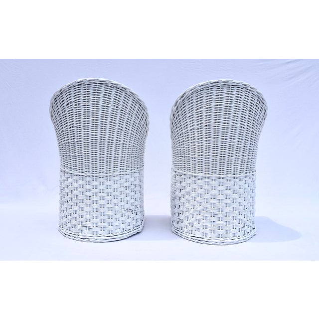 White 1980s Vintage Wicker Patio Chairs, White Lacquered Rattan, Italy For Sale - Image 8 of 11
