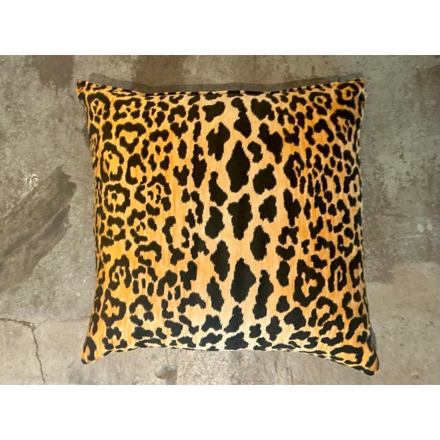 Contemporary Vintage Boho Leopard Velvet Throw Pillow For Sale - Image 3 of 11