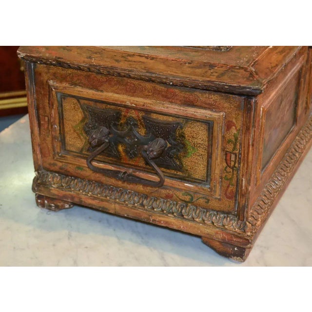 Early 19th Century Early 19th Century Italian Painted Coffer For Sale - Image 5 of 9