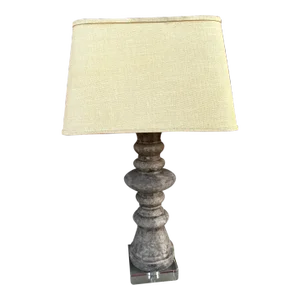 Restoration Hardware Style Faux Stone Table Lamp W/Shade