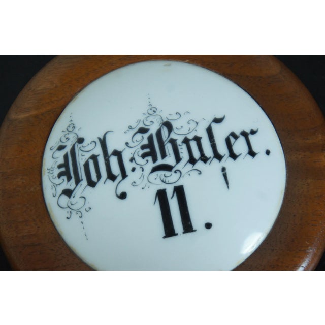 Early 20th Century German Porcelain Wood Framed Wall Plaque Sign Congratulations - Set of 2 For Sale - Image 4 of 9