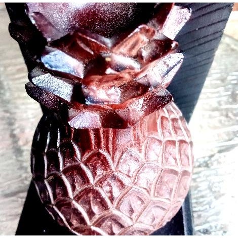 1980s Vintage Carved Wood Pineapple Bookends - A Pair For Sale - Image 5 of 5