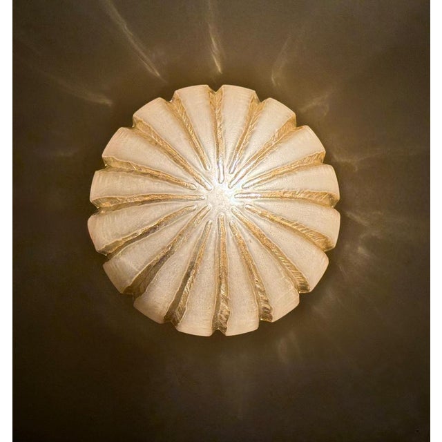 Sea Urchin Frosted Glass Wall Lights with Golden Glow, 1970s, Set of 2 For Sale - Image 6 of 18