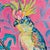 Chinoiserie Tatiana Duperault Cockatoo Original Oil Painting, Chinoiserie Style, Pink and Blue, Faux Bamboo Frame For Sale - Image 3 of 6