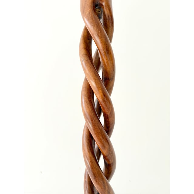Wood Mid-Century French Mahogany Open Spiral Barley Twist Lamp Stand For Sale - Image 7 of 10