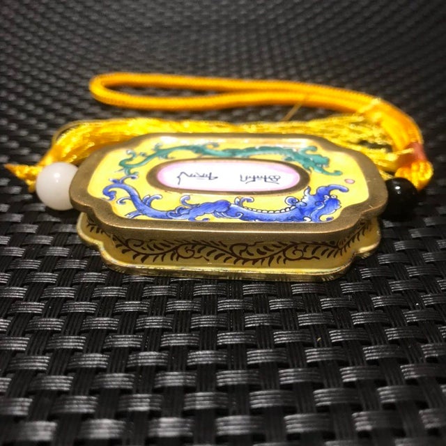 Traditional Vintage Cloisonné Enamel & Gilt "Zhaijie" Pendant / Amulet For Sale - Image 3 of 7