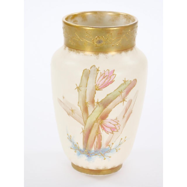 Ceramic Antique Hand Painted & Gilt Decorated German Porcelain Decorative Vase For Sale - Image 7 of 8